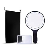 BEST Large Magnifier Set with Magnifying Glass with 12 LED Lights, Credit Card Size Magnifier and Storage Bag- Best 5.5 INCH Handheld Portable Magnification 1.8x, 5x