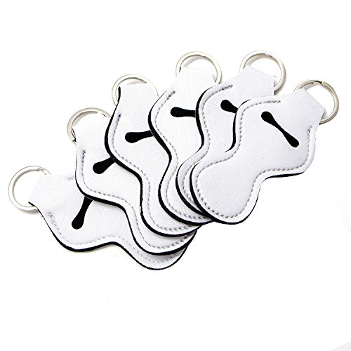 JETEHO 10pcs White 10PCS Neoprene Travel Keychain Case Lipstick Neoprene Lip Balm Keychain Holder Lip Balm (White)
