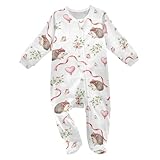 Emelivor Ribbon Hedgehog Flowers Newborn Baby One-Piece Sleepers Cotton Infant Footed Pjs for Boy Girls Kids