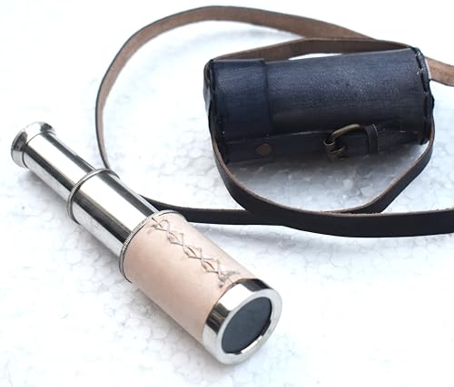 Mary Nautical 6'' Brass Handheld Telescope Nautical Pirate Spyglass Adventure Navigation monocular for Collapsible Hiking Outdoors Decorative Telescope