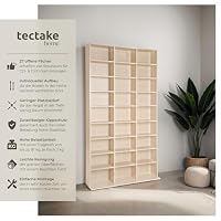tectake Regal Aufbewahrung, offene Schrank Wand stehend für CDs, DVDs, als Bücherregal, Raumtrenner, Ständer oder Vitrine für Sammlungen und Hobby - buche – Ansicht 4