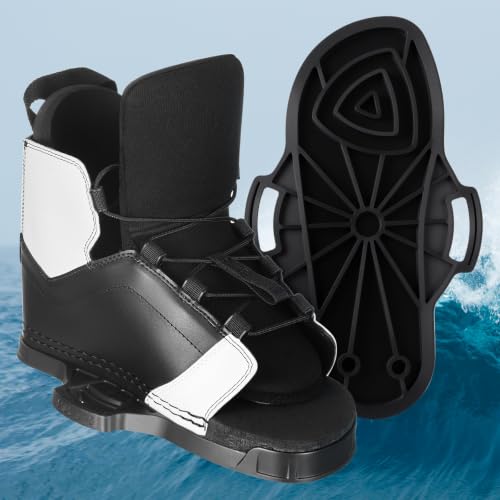 Weysat Universal Wakeboard Bindings for Us Men 8-11 / Women 9.5-11.5 Adjustable Wakeboard Boots EVA Comfort Liner and Ankle Support Easy Entry Open Toe Design Fits Most Wakeboards(Black & White)