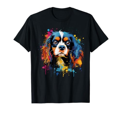 Bunte Cavalier King Charles Spaniel Hund T-Shirt