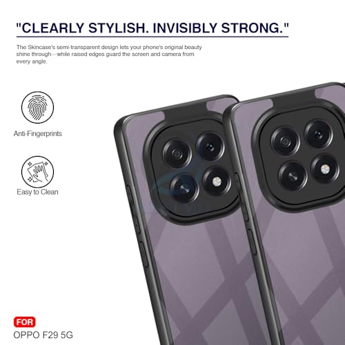 Image of AESTMO Oppo F29 5G Back Cover | 360 Protection | Crystal Clear Hard Back Transparent | Bumper Case for Oppo F29 5G (PC+TPU, Black Bumper)