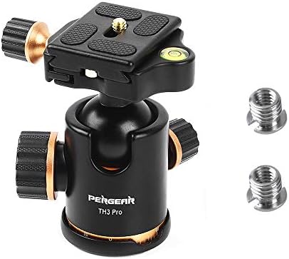 Pergear TH3 Pro DSLR Camera Tripod Ball Head, 8KG/17.6lbs Loading Capacity, 360 Degree Swivel, Metal Build Quality, Fine Tuning Damping, U-Shaped Groove Design for Easy Switching Into Vertical Mode