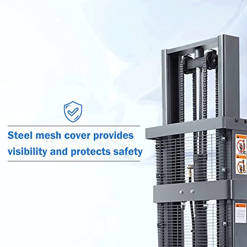 Xilin Semi Electric Stacker Material Lift 118\" Lifting Height with Adjustable Forks 3300lbs Capacity - Thumbnail 6