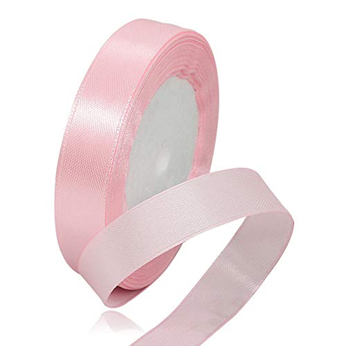 HLOMVE Blush Pink Satin Ribbon, 5/8 Inch x 25 Yards for Gift Wrapping