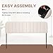 MastonHome Upholstered Headboard - Striped Interval - Adjustable Height - Metal Legs - Bed Frame (Beige, Queen (U.S. Standard))