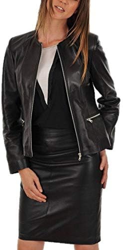 Women's Lambskin Leather Jacket – Genuine Leather, Slim Fit Zip-U...