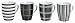 Produktbild Modernes Porzellan Kaffeetassen 4er Set  I 10cm hoch - Ø 8cm - 300ml I Große Kaffee Tasse in schwarz / weiß gestreift & kariert