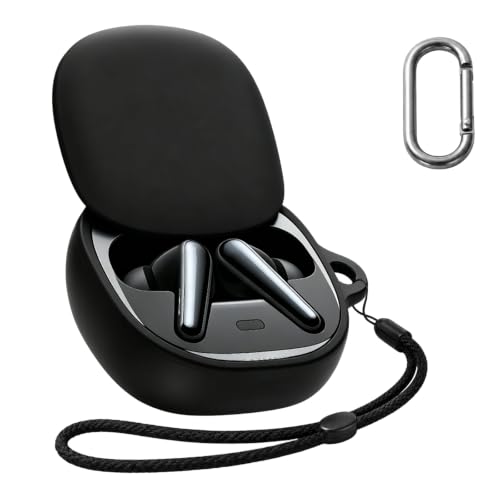 Anker Soundcore Liberty 5�p �P�[�X �J�o�[�yHUKWIMO�z �J���r�i�t��+�X�g���b�v�t�� �ϏՌ� �h�� �h�o �����[�d�\ �S�ʕی� �L�Y�h�~ Soundcore Liberty 5 �Ή� �A���J�[ �C���z���P�[�X [�u���b�N 