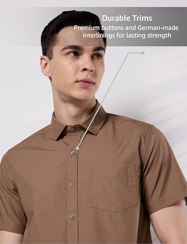 Image of Symbol Premium Men's Cotton Poplin Casual Shirt - Regular Fit | Half Sleeve | Pure Cotton (Available in Plus Sizes)
