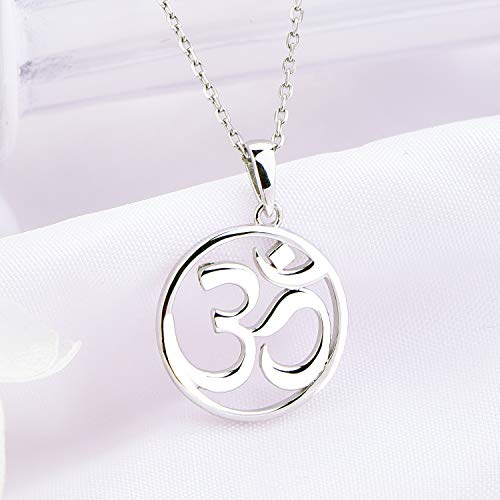 JO WISDOM Women OM Necklace,925 Sterling Silver Indian Yoga Aum Om Ohm Necklace3
