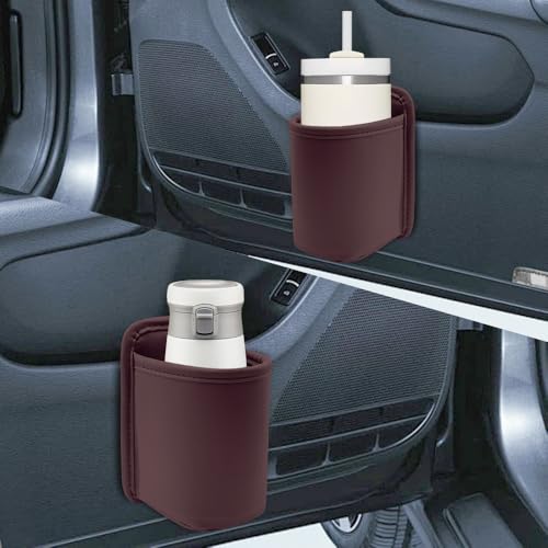 Portavasos grande para puerta de carro, sujetador universal cuero miniatura 3