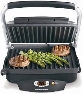 Hamilton Beach Steak Lover's Electric Indoor Searing Grill, Nonstick 100 Square, Stainless Steel