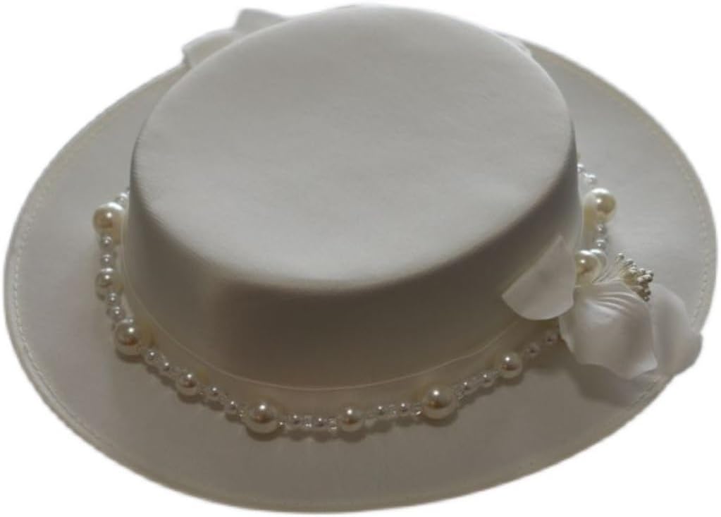 French Round Top Wedding Dress Hat Elegant White Bowler Travel Photography Photo Shooting Modeling