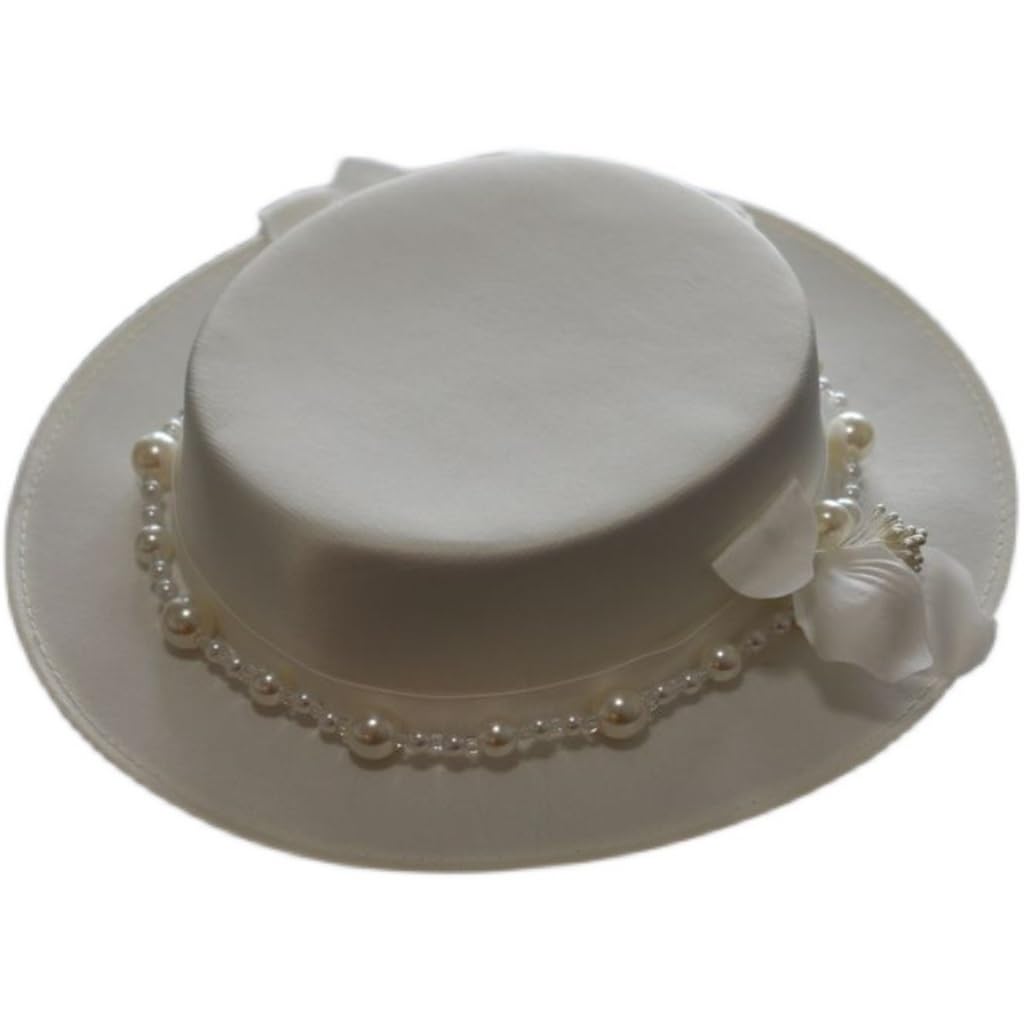 Chapeau melon blanc élégant pour shooting photo de mariage et mariée au style français