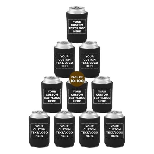 Can Coolers - 100 pack - Customizable Text, Logo - 4mm Collapsible Beer Holders To Keep Your Beer Cold - Insulated Cans Holder - Black