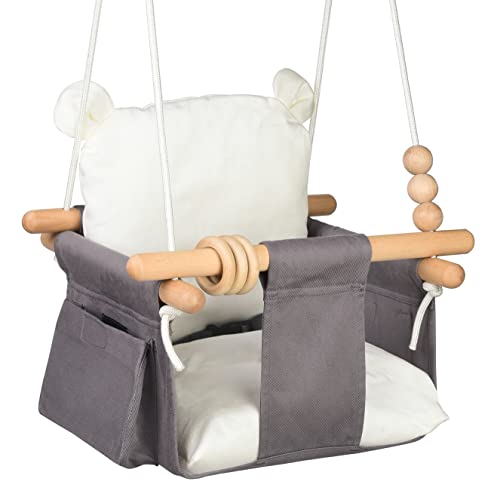 Canvas Baby Hanging Swing Baby Hammock Swings with 2 Side Pockets...