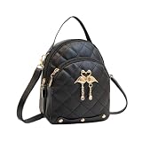 Mochila pequena feminina leve de camada dupla com alça de ombro removível, mochila casual para caminhadas, Preto, Medium, Preto