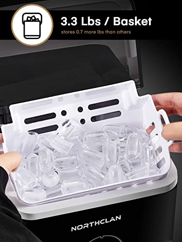 Ice Makers Countertop, 9 Cubes Ready In 5 Mins, 30Lbs In 24Hrs, Portable Ice Maker Machine With Ice Scoop And Basket, Bullet-Shaped Ice For Home/Kitchen/Office/Party/Rv, Northclan #TOP4