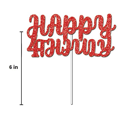 Juttira 4 Pcs Happy Independence Day Cake Toppers Red Blue 4Th Of July Glitter Patriotic Topper I Love Usa Decorations American National Picks Food Appetizers Toothpicks #TOP2