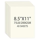 Cream Cardstock 8.5 X 11, 40 Sheets Card Stock, 75lb/ 200gsm Copy Paper