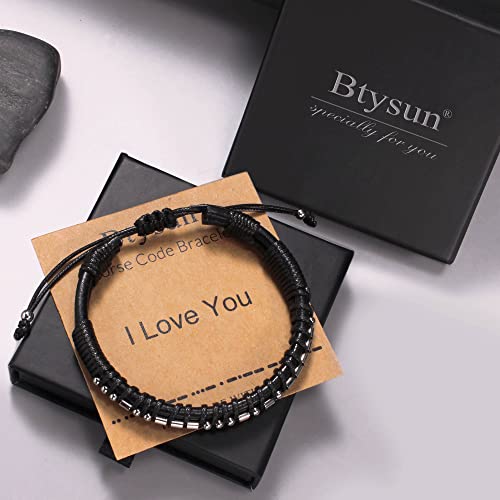 Christian Gifts For Men Morse Code Bracelets Religious Bible Verse Black Braided Leather Bracelets For Men Dad Father Boyfriend Thanksgiving Easter Birthday Christmas Jewelry #TOP6