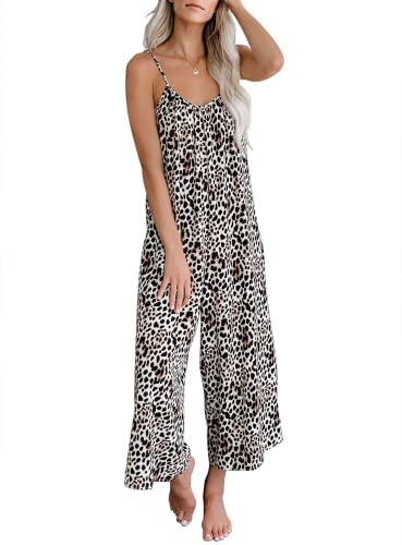 X-Image Women's Sexy Leopard Print Spaghetti Strap Long Pants Jumpsuits Rompers Leopard Print, S #TOP14