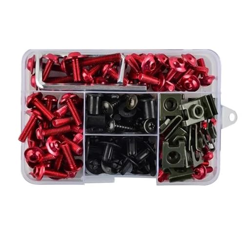 Kit tornillos carenado S1000RR y HP4 con clips de alta sujeción antivibración en rojo