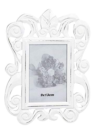 Elbmöbel Cadre photo aux formes baroques Style maison de campagne Blanc vieilli Cover