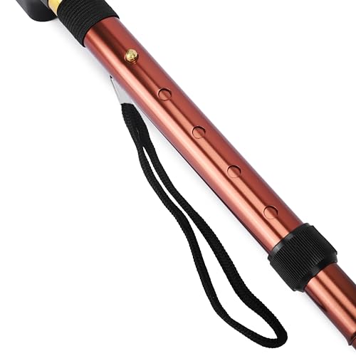 Image of iWalk Foldable Walking Stick for Old People, Adult Men /Women, Patients & Physically Challenged with Adjustable Height Strong Aluminium Body (Copper)
