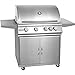 Blaze BLZ-4-NG + BLZ-4-CART 32" Grill on Cart with 4 Commercial Quality 304 Cast Stainless Steel Burners 66 000 Total BTUs and 740 Square Inches of Total Cooking Space in Stainless Steel: Natural