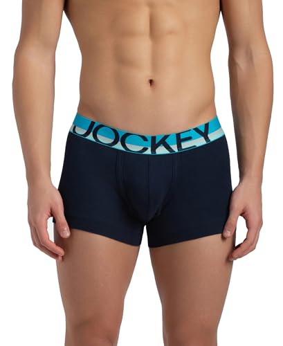 Image of Jockey FP03 Men's Super Combed Cotton Rib Solid Trunk with Ultrasoft Waistband Navy S