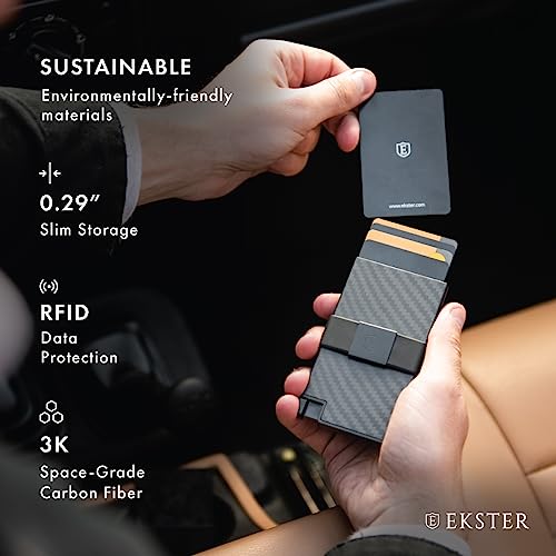 Ekster Carbon Fiber Wallet | Minimalist Card Holder Wallets For Men | Rfid Blocking Protective Layer | Slim & Modern Men's Thin Wallet With Push Button For Quick Access #TOP3
