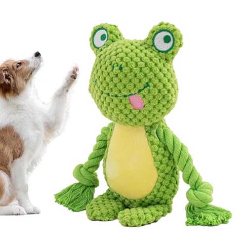 Dog Squeaky Toy, Cartoon Rope Doll for Puppies, Creative Chewing Interactive Pet Toy, Fox Elephant Frog Plush For Chewers, Sturd