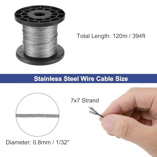 Cable de acero inoxidable 304 uxcell de 120 metros resistente para construcción 2