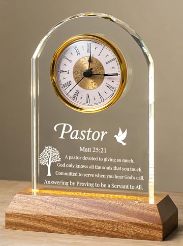 MakerTick Pastor Appreciation Gifts - Engraved Glass Plaque with LED