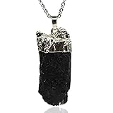 Gemstone Natural Black Tourmaline Pendant Necklace 18