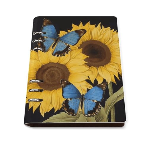 Carnet de notes A5 jaune à anneaux avec 90 feuilles rechargeables pour planificateur