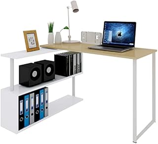 WOLTU Computer Office Desk Wood L-Shaped Corner Desk with Shelves Foldable Computer Workstation PC Gaming Desk Study Writing Desk Light Oak Computer Table Home Office TS65hei
