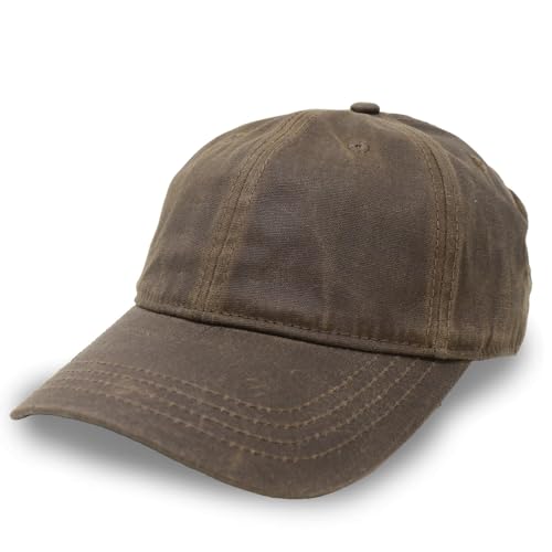 Genuine Waxed Canvas Hat – Adjustable Unstructured Cap for Men & Women, Durable, Weather-Resistant (US, Alpha, One Size, Dark Khaki)