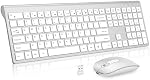 Wireless Keyboard and Mouse Combo, 110 Keys Full-Size Compact Computer Keyboards, Silent Click & 3-Level DPI Slim Mice, USB-C Charging, Thin Sleek Design for PC Laptop iMac/Mac MacBook Air/Pro