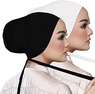 KAVINGKALY Women Under Scarf Hat Hijab Cap Islamic Muslim Under Scarf Hijab Cap with Tie-Back Closure