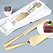 Cake Cutting Set for Wedding, Elegant Cake Knife and Server Set with Thickened Stainless Steel Rounded Edges, Cake Cutter Pie Spatula for Birthday Anniversary Christmas, 2 Pcs, Gold