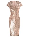 GRACE KARIN Damen 50s Vintage Retro Pencil Kleid Etuikleid Pailletten Kleider CL0787A21-02_2XL