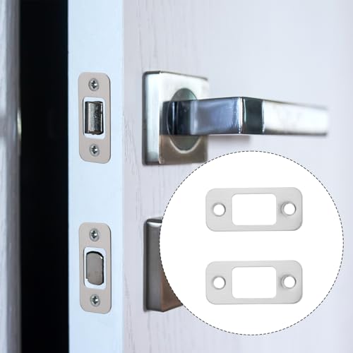 ZEYIYER 2Pack Deadbolt Strike Plate, 1\" X 2-1/4\" Round Corner Door Backplate with 4 Screws, Adjustable Door Lock Strike Plate, Door Lock Replacement Parts - Thumbnail 7
