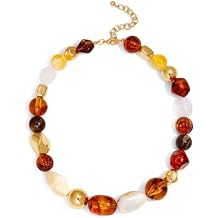 CLASSYZINT Colorful Beaded Statement Necklace for Women Resin Chunky Chain Necklace Fashion Jewelry Gift for Everyday Wear