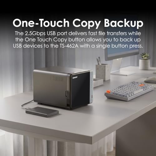 Image of QNAP TS-462A-4G 4-Bay Desktop NAS | Intel Celeron N5095 Quad-Core (up to 2.9 GHz), 2.5GbE, Dual M.2 SSD Slots, QTS