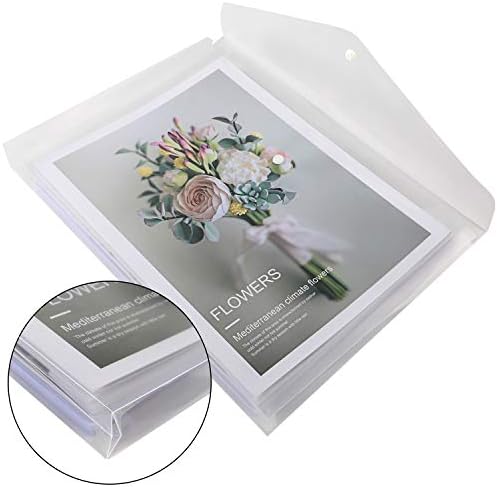 EOOUT 12pcs Plastic Envelopes, Clear Folders, Expandable Gusset and Plastic Waterproof Envelope with Snap Button Closure, Letter Size, A4 Size, for School and Office Suppiles